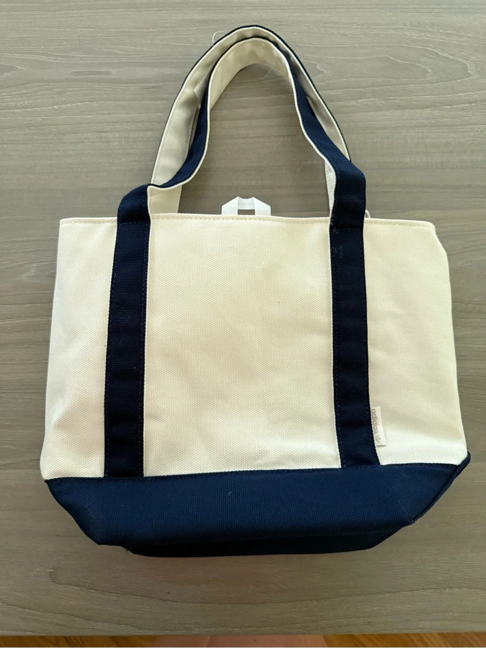 NWT adidas Originals Mini Trefoil Canvas Court Tote Off White Navy KL3503